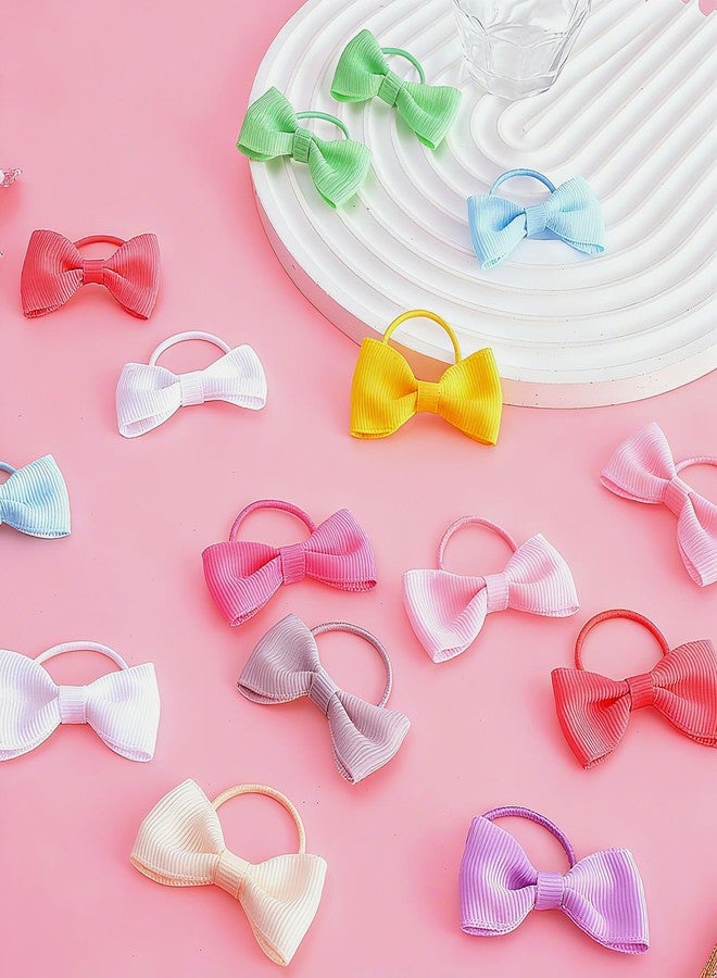 Matwsec 40 Pcs Hair Band Bow Toddlers Baby Hair Ties with Bows Toddler Girl Hair Ties Tiny Soft Elastics Ponytail Holders Hair Accessories for Infants Toddlers Baby Girls Multi-Colored Small Hair Accessories - Image 3